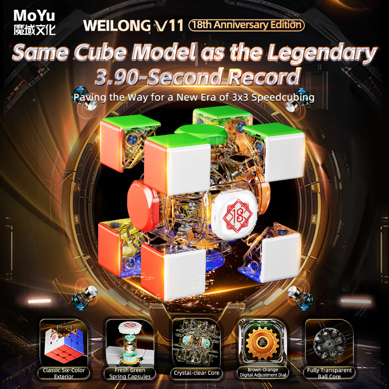 MoYu WeiLong V11 3x3 (20-Magnet Ball-Core + MagLev + UV) - 18th Anniversary Edition - Image 6